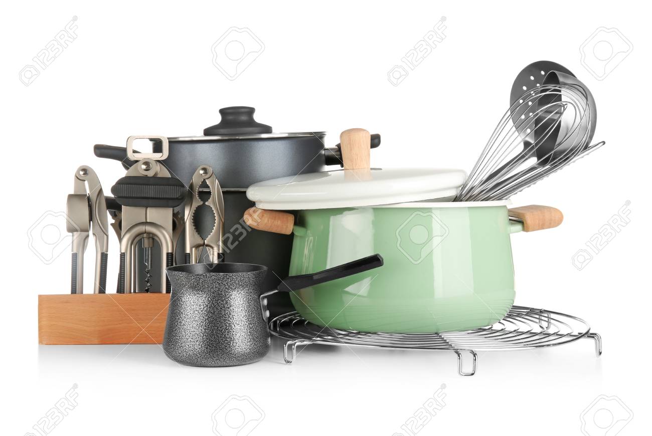 Different cooking utensils on white background - 113333689 Different cooking utensils on white background - 113333689