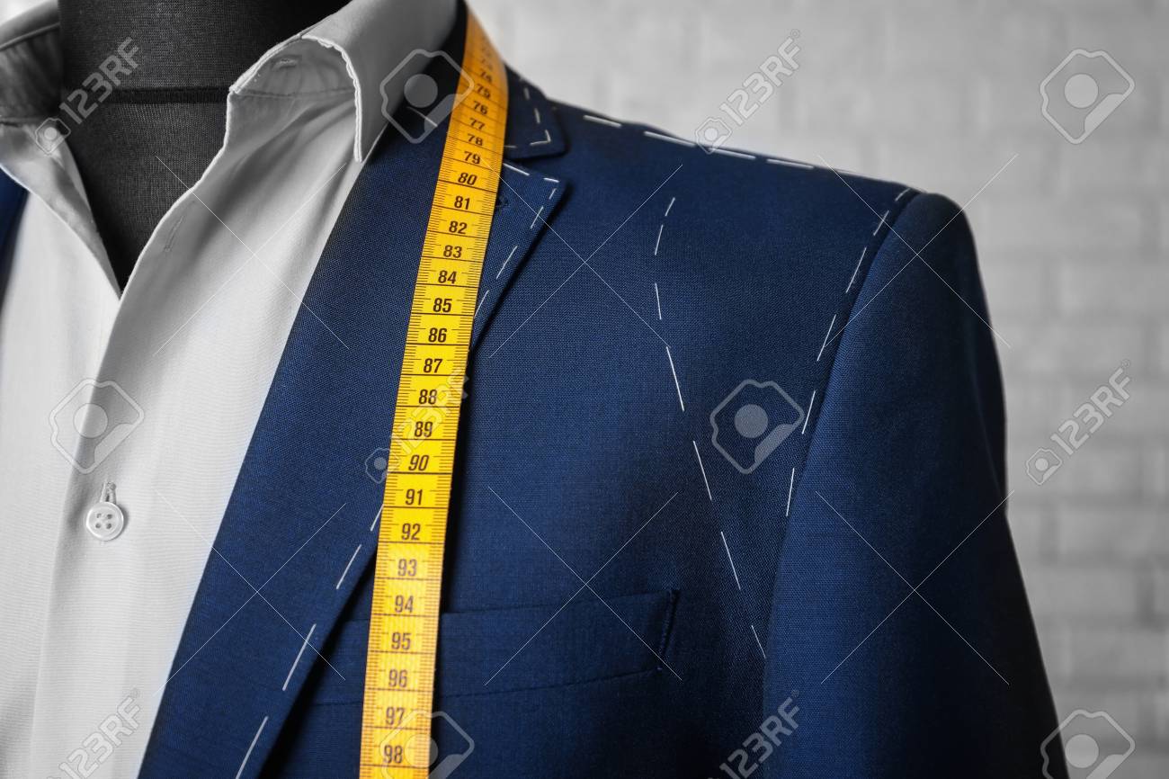 Semi-ready suit on mannequin indoors, closeup - 112520639 Semi-ready suit on mannequin indoors, closeup - 112520639