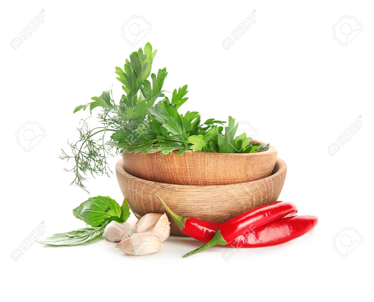 Composition with fresh spices on white background - 113900928 Composition with fresh spices on white background - 113900928