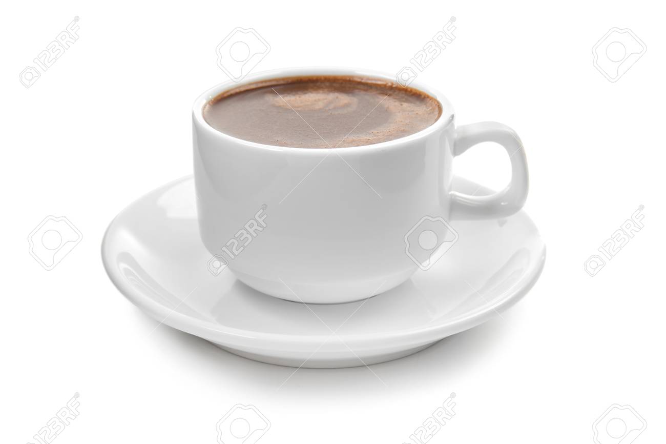 Cup of hot chocolate on white background - 115055508 Cup of hot chocolate on white background - 115055508