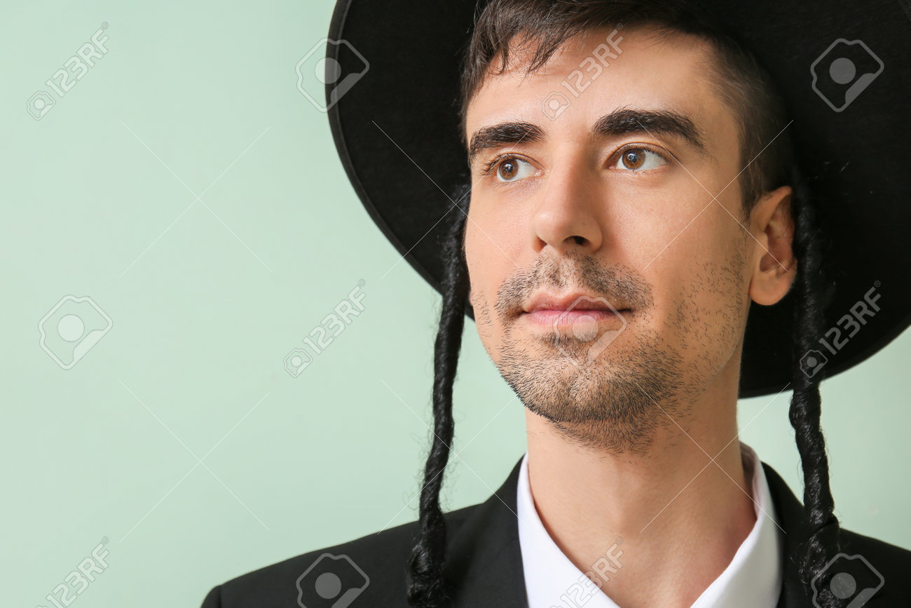 Hasidic Jewish Man On Color Background Stock Photo, Picture and Royalty  Free Image. Image 192467387., image size:1300x867