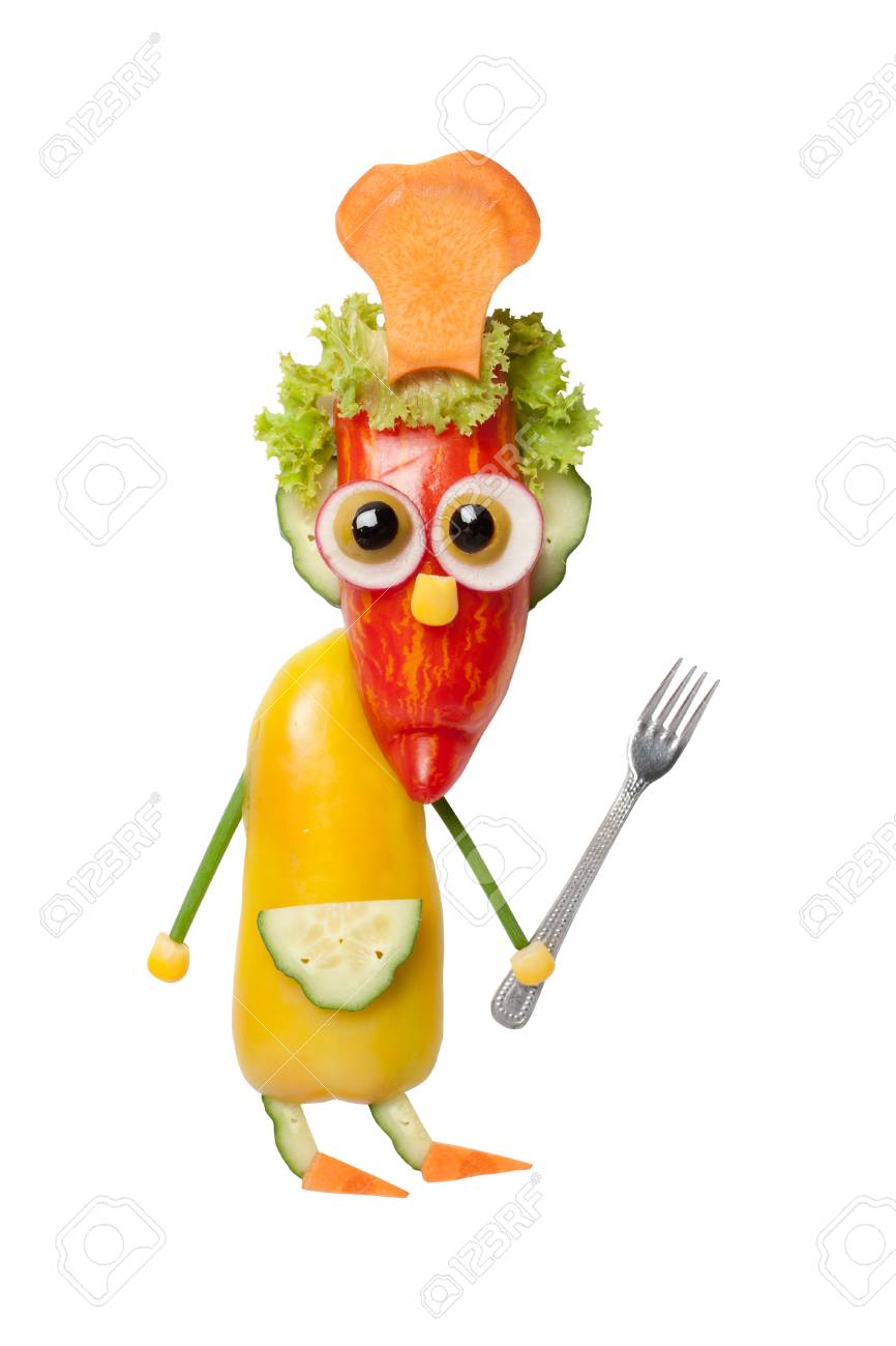 野菜のフォークと面白いクック の写真素材 画像素材 Image 野菜のフォークと面白いクック の写真素材 画像素材 Image