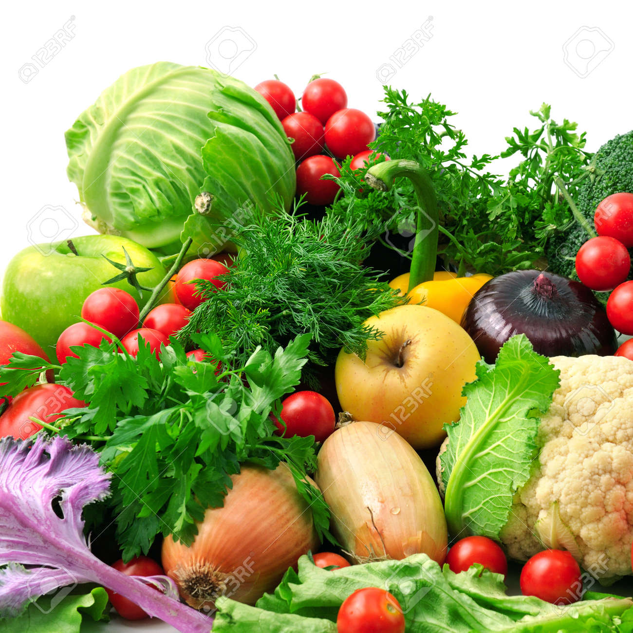 fresh fruits and vegetables isolated on white background - 12928756 fresh fruits and vegetables isolated on white background - 12928756