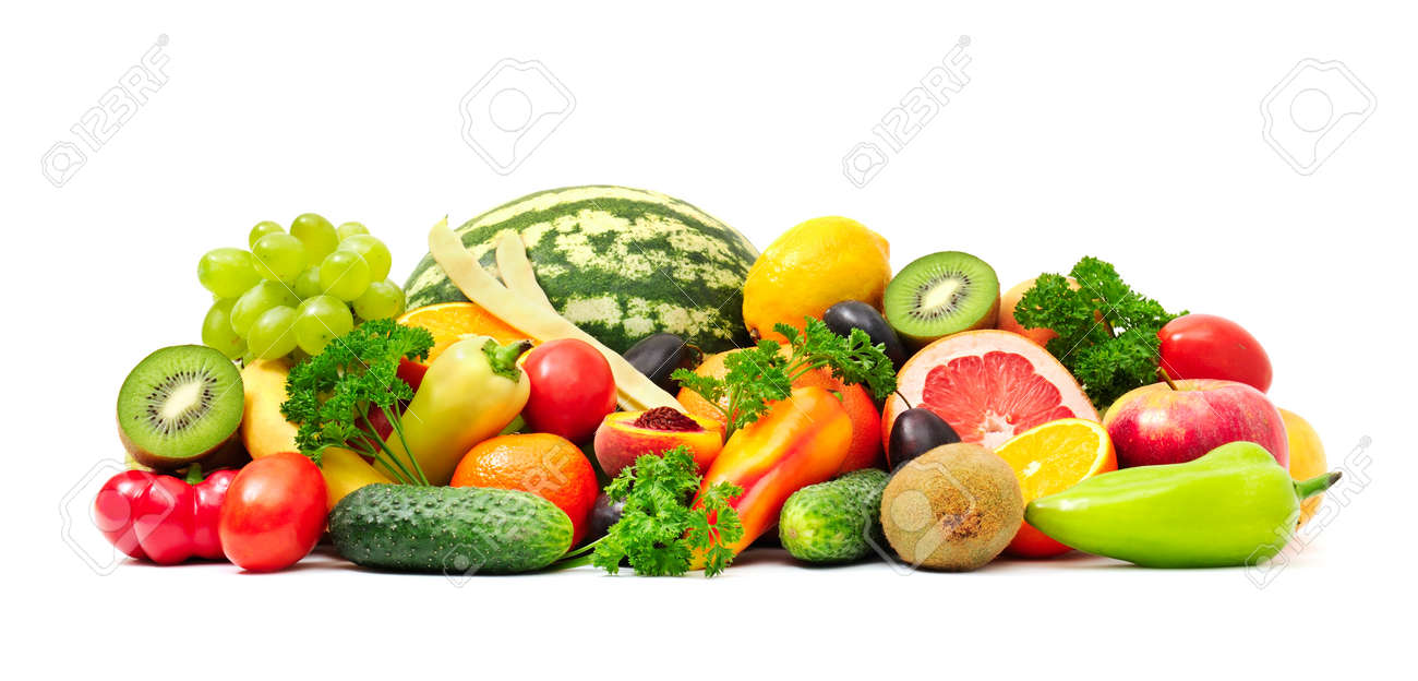 Collection fruit and vegetables on white - 34393378 Collection fruit and vegetables on white - 34393378