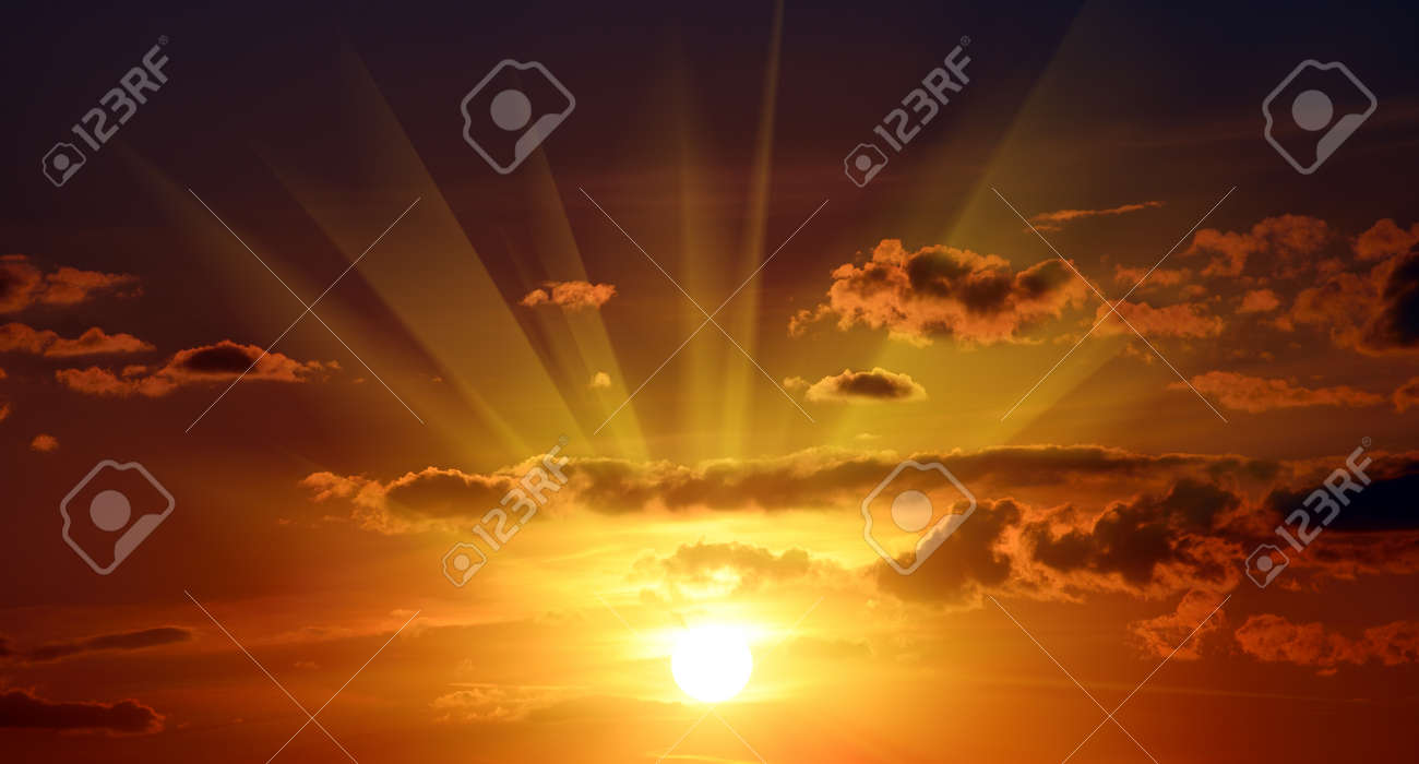 Beautiful red sunset in sky - 35627682 Beautiful red sunset in sky - 35627682