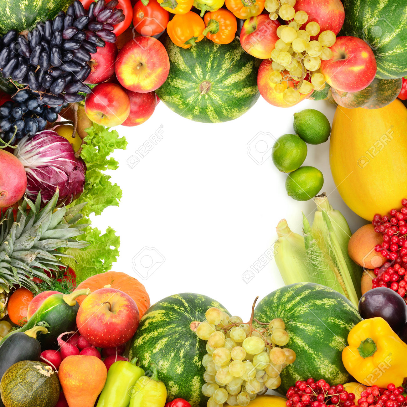 Frame of vegetables and fruits on white - 38970174 Frame of vegetables and fruits on white - 38970174