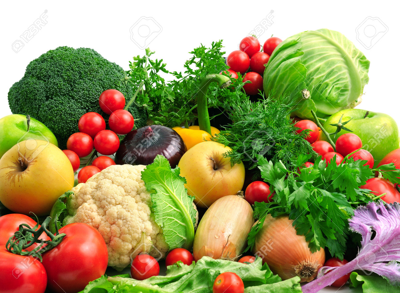 fresh fruits and vegetables isolated on white background - 46429542 fresh fruits and vegetables isolated on white background - 46429542