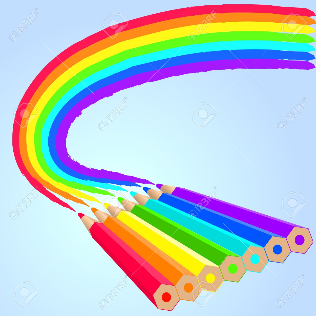 seven different color pencils draw the rainbow royalty free cliparts