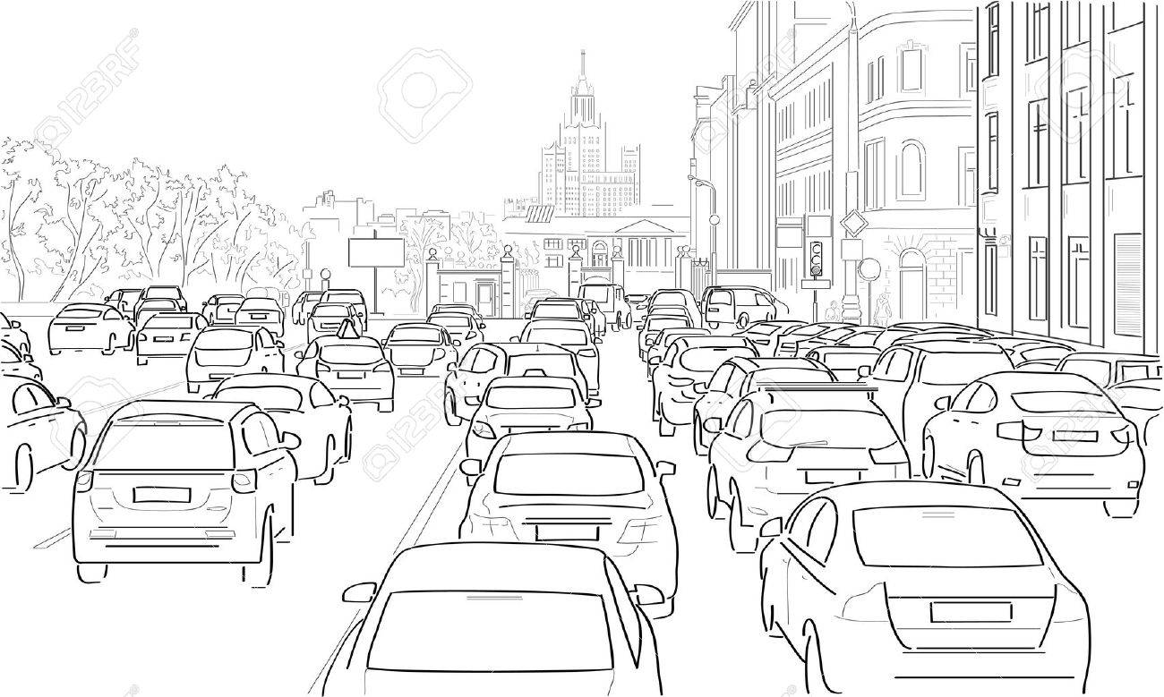 Traffic jam of cars on the main street - 51310293 Traffic jam of cars on the main street - 51310293