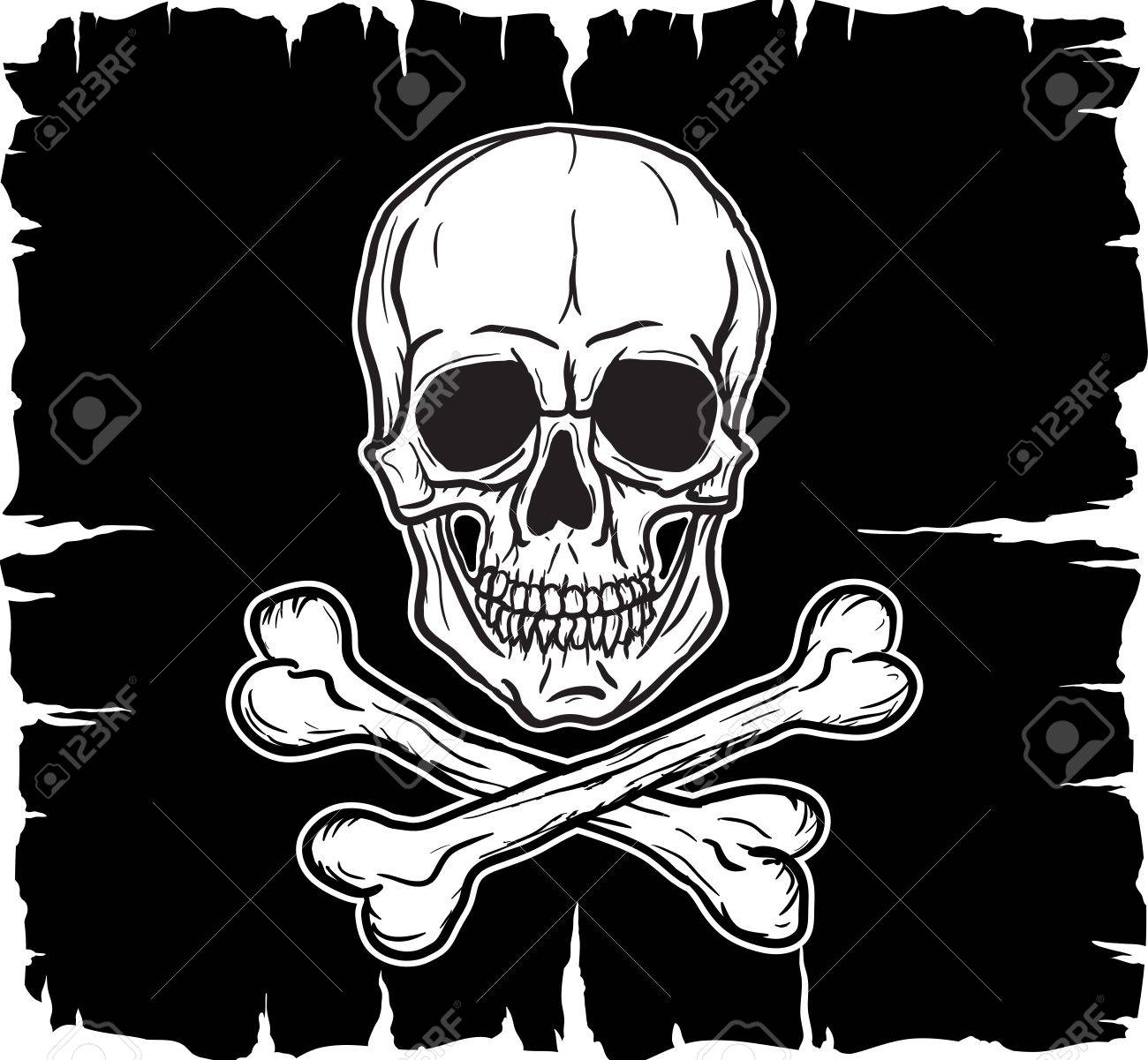 Skull and Crossbones over black flag Vector illustration - 14800596 Skull and Crossbones over black flag Vector illustration - 14800596