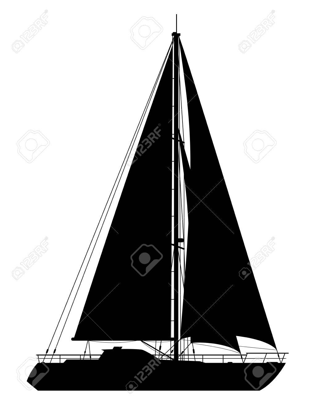 Yacht. Detailed vector illustration of black yacht isolated on white background. - 30936859 Yacht. Detailed vector illustration of black yacht isolated on white background. - 30936859