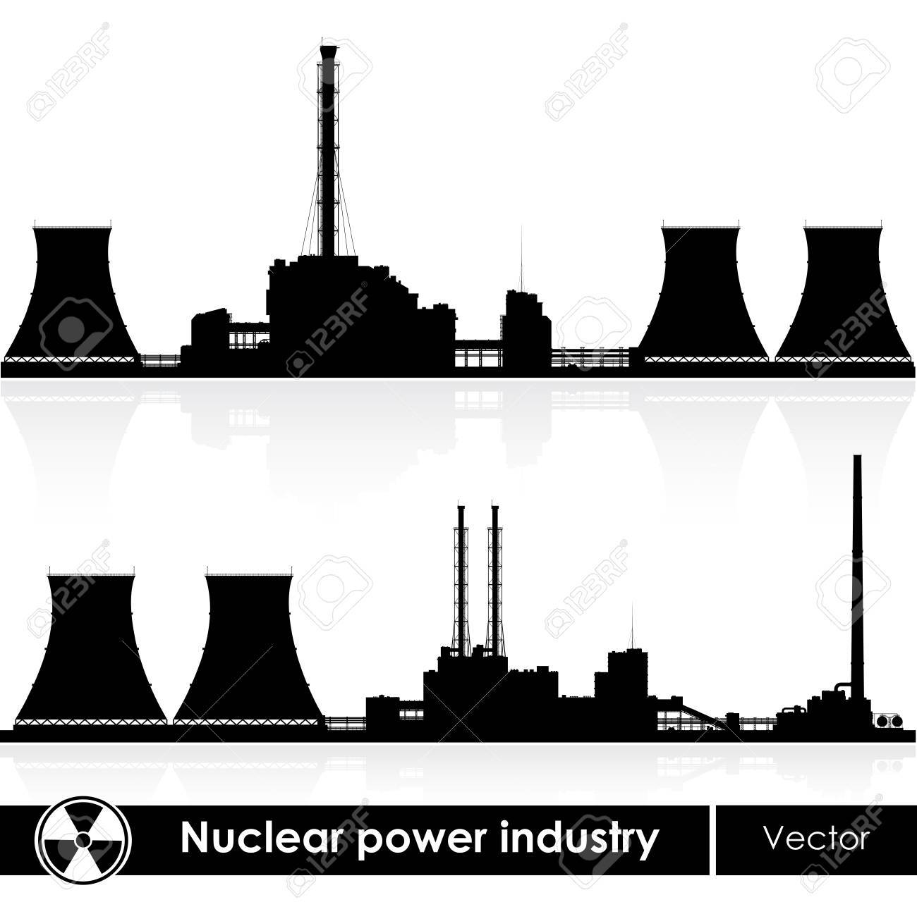 白で隔離される原子力発電所のシルエット プラモデル ベクトル イラスト のイラスト素材 ベクタ Image