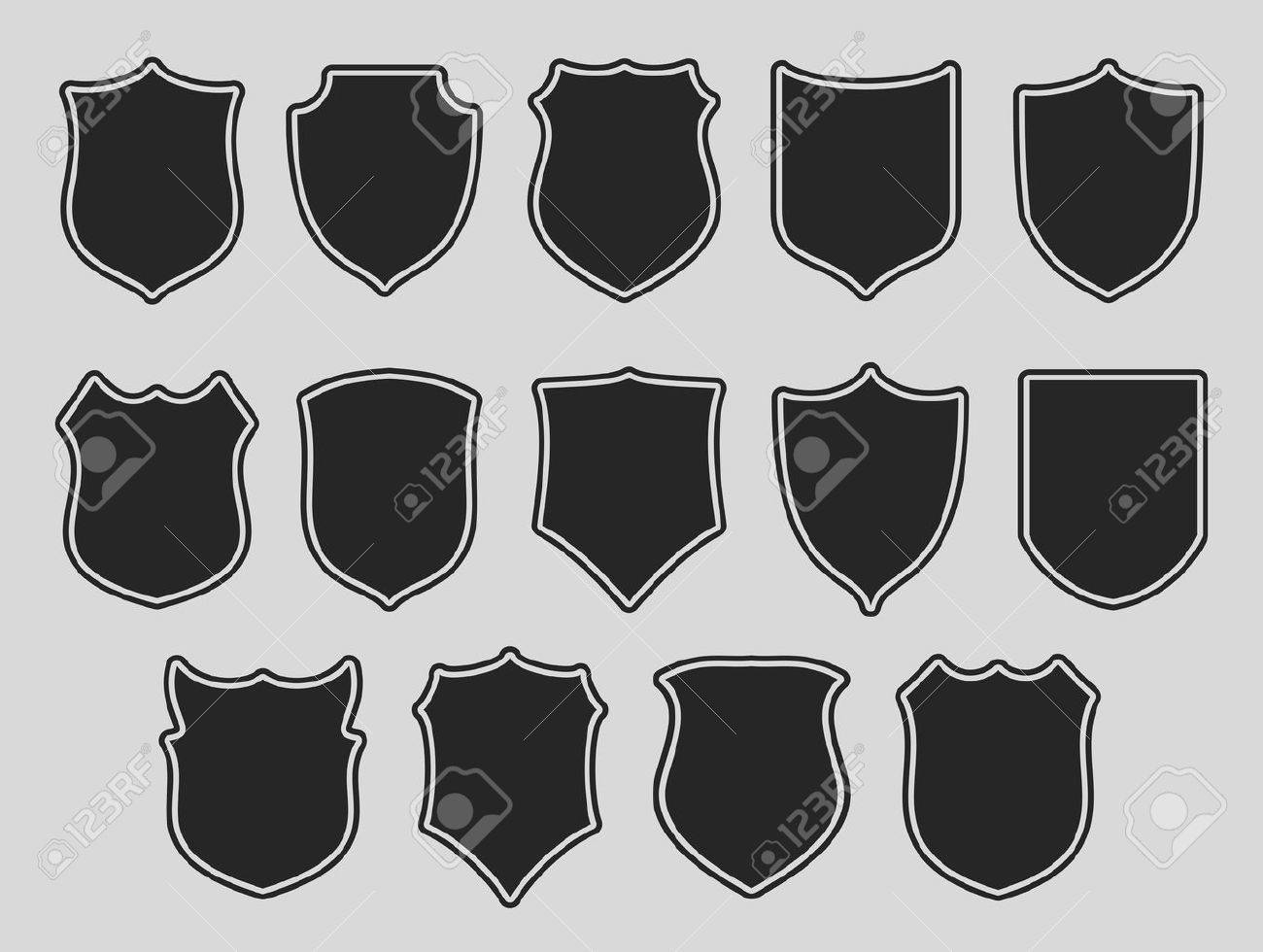 Set of shields with contours over grey background. Vector illustration. - 41364173 Set of shields with contours over grey background. Vector illustration. - 41364173