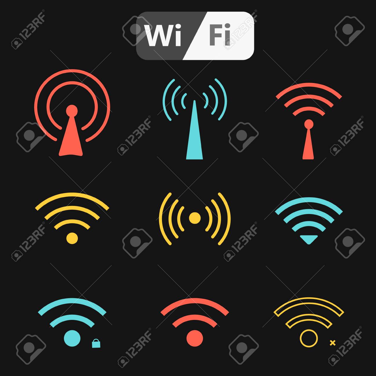 set of four wifi icons for business or commercial use royalty free