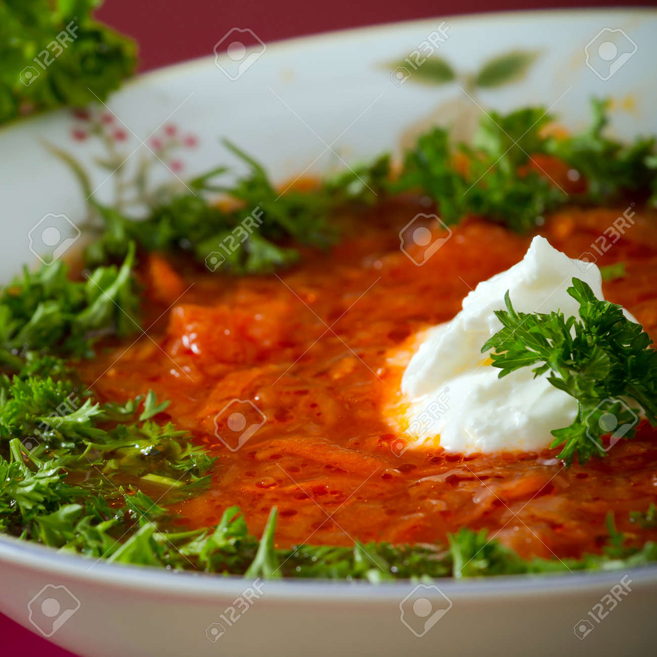 ボルシチ ロシア語とウクライナ語の赤いスープ の写真素材 画像