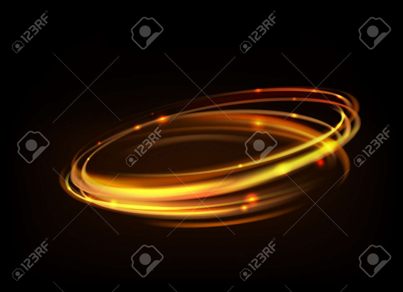 glowing magic fire ring trace vector gold circle light tracing
