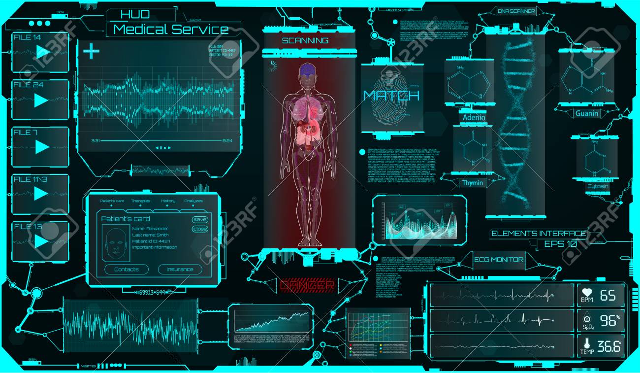 Hud Ui Elements Medical Science, a Virtual Graphic Touch Interface With Illustrations of Human Scanning and the Update of His Illnesses. HUD, Sci, Medical Interface, Data, Infographic and DNA Formula - 104603530 Hud Ui Elements Medical Science, a Virtual Graphic Touch Interface With Illustrations of Human Scanning and the Update of His Illnesses. HUD, Sci, Medical Interface, Data, Infographic and DNA Formula - 104603530