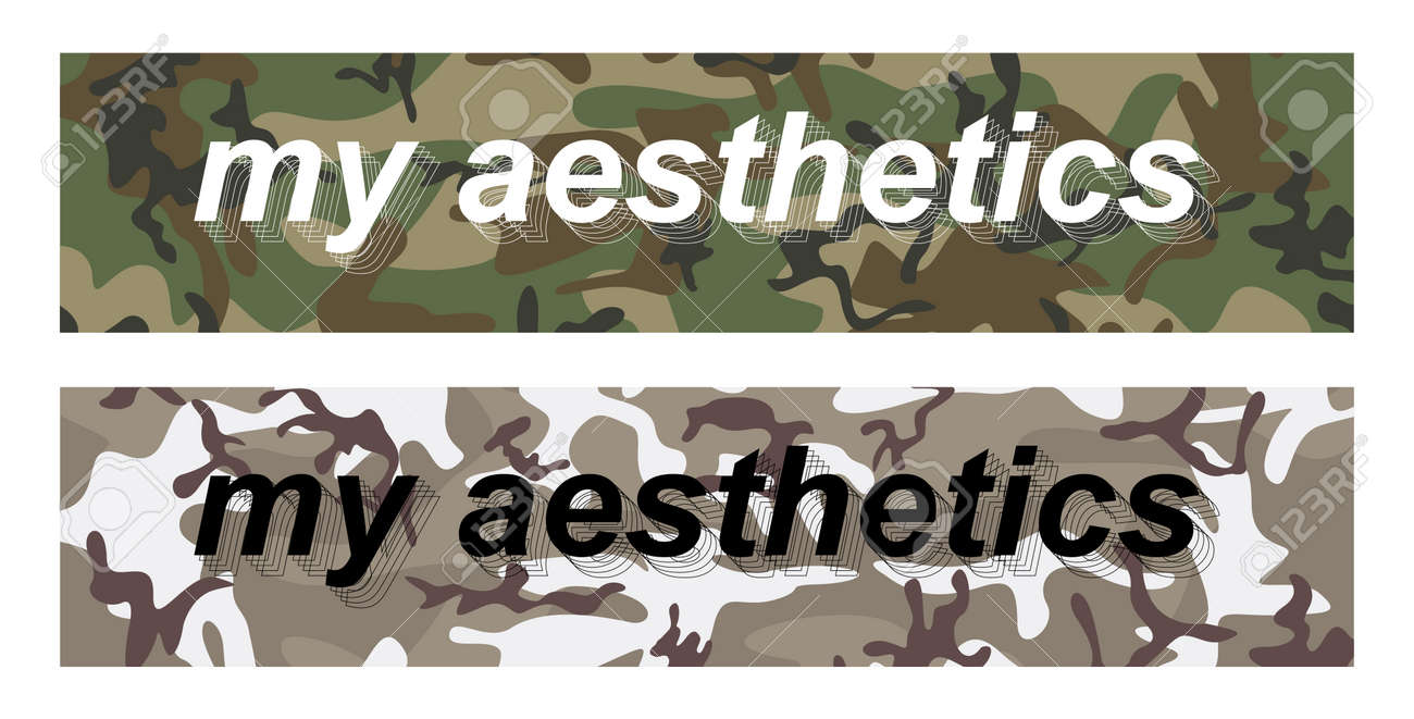 My aesthetics - slogan on military pattern for t-shirt design, merch, stickers, banners and other. Two print options my aesthetics are perfect for urban and sportswear. universal print. Vector set - 169523072 My aesthetics - slogan on military pattern for t-shirt design, merch, stickers, banners and other. Two print options my aesthetics are perfect for urban and sportswear. universal print. Vector set - 169523072