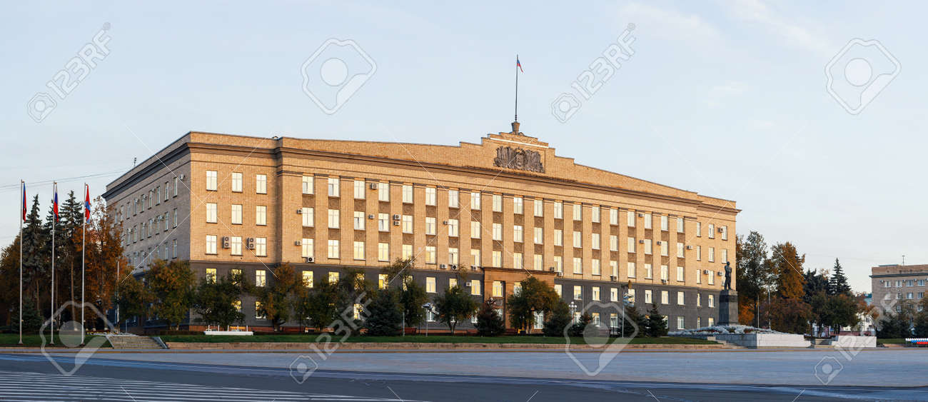 Lenin Square And The Soviet Style Administrative Building Of The Oryol Oblast Government Russia Stock Photo Picture And Royalty Free Image Image 111424402