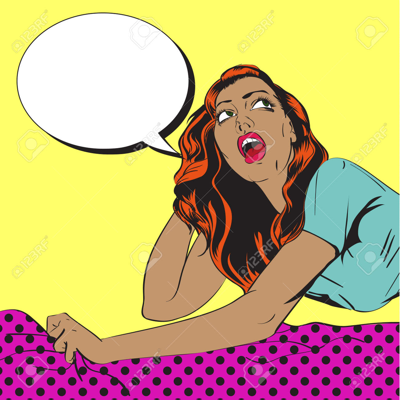 Vector Ilustración Retrato De Mujer Joven En Posición De Estilo Perrito.  Estilo De Dibujos Animados Ilustraciones svg, vectoriales, clip art  vectorizado libre de derechos. Image 95761683