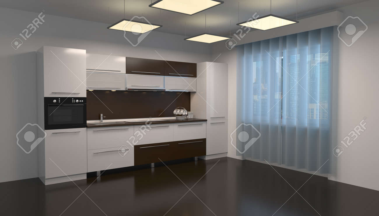 3d rendering design of a kitchen room in a home interior - 148823005 3d rendering design of a kitchen room in a home interior - 148823005