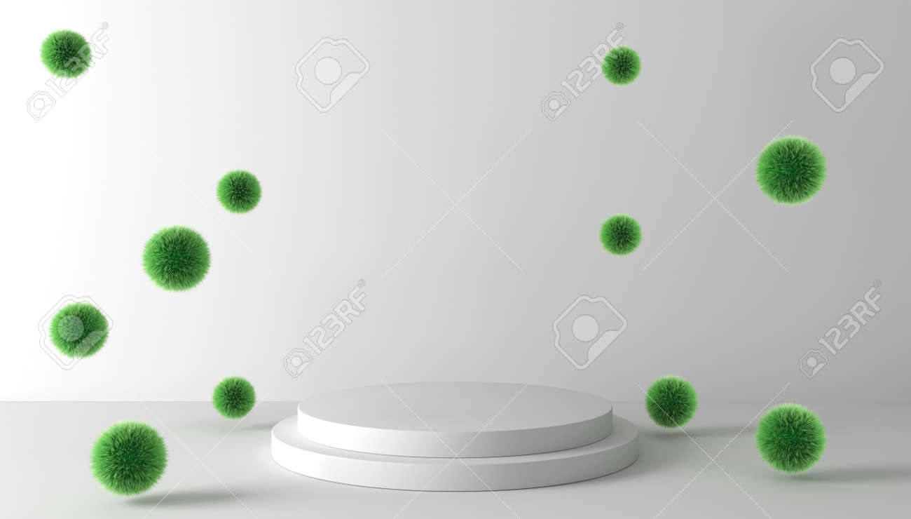 3d render podium and balls of grass on a white background. Concept blank for advertising - 150127909 3d render podium and balls of grass on a white background. Concept blank for advertising - 150127909