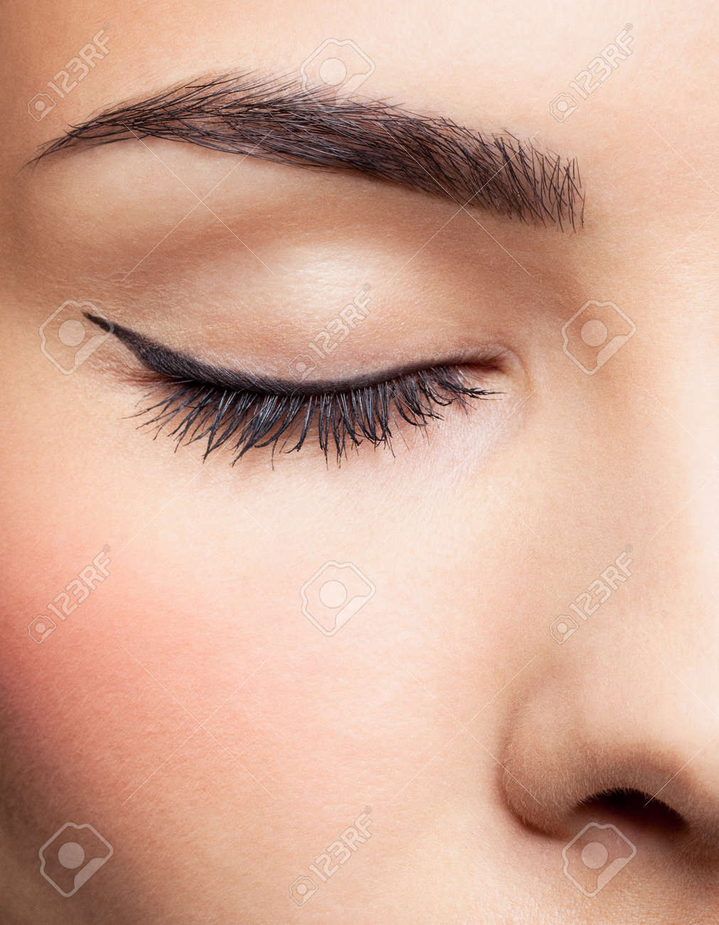 Close Up Portrait Of Young Beautiful Woman S Closed Eye Zone