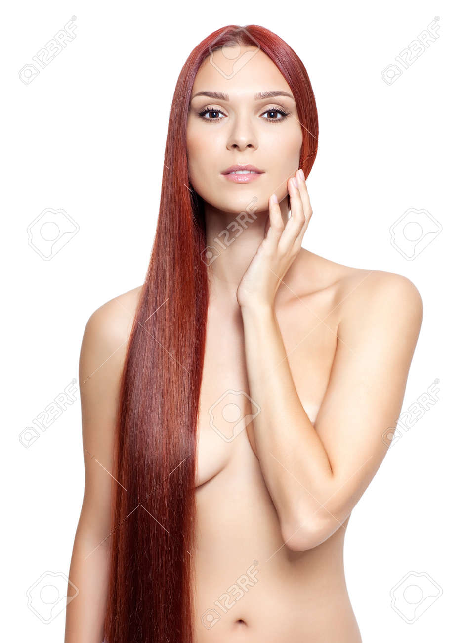 Portrait Of Beautiful Young Nude Woman With Long Red Hair Isolated On White  Background Stock Photo, Picture and Royalty Free Image. Image 37891826.