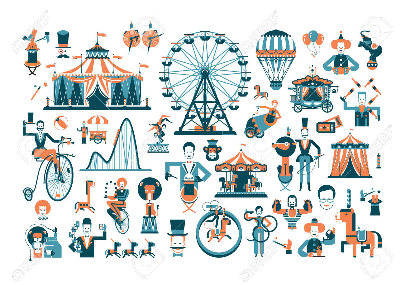 Fete Foraine Vintage Et Le Parc De Cirque Et Signe Vector Illustration Clip Art Libres De Droits Vecteurs Et Illustration Image