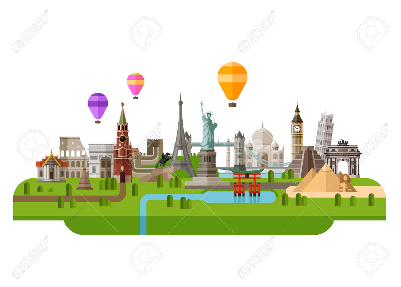 icon set the sights of the world. vector. flat illustration - 41621146 icon set the sights of the world. vector. flat illustration - 41621146