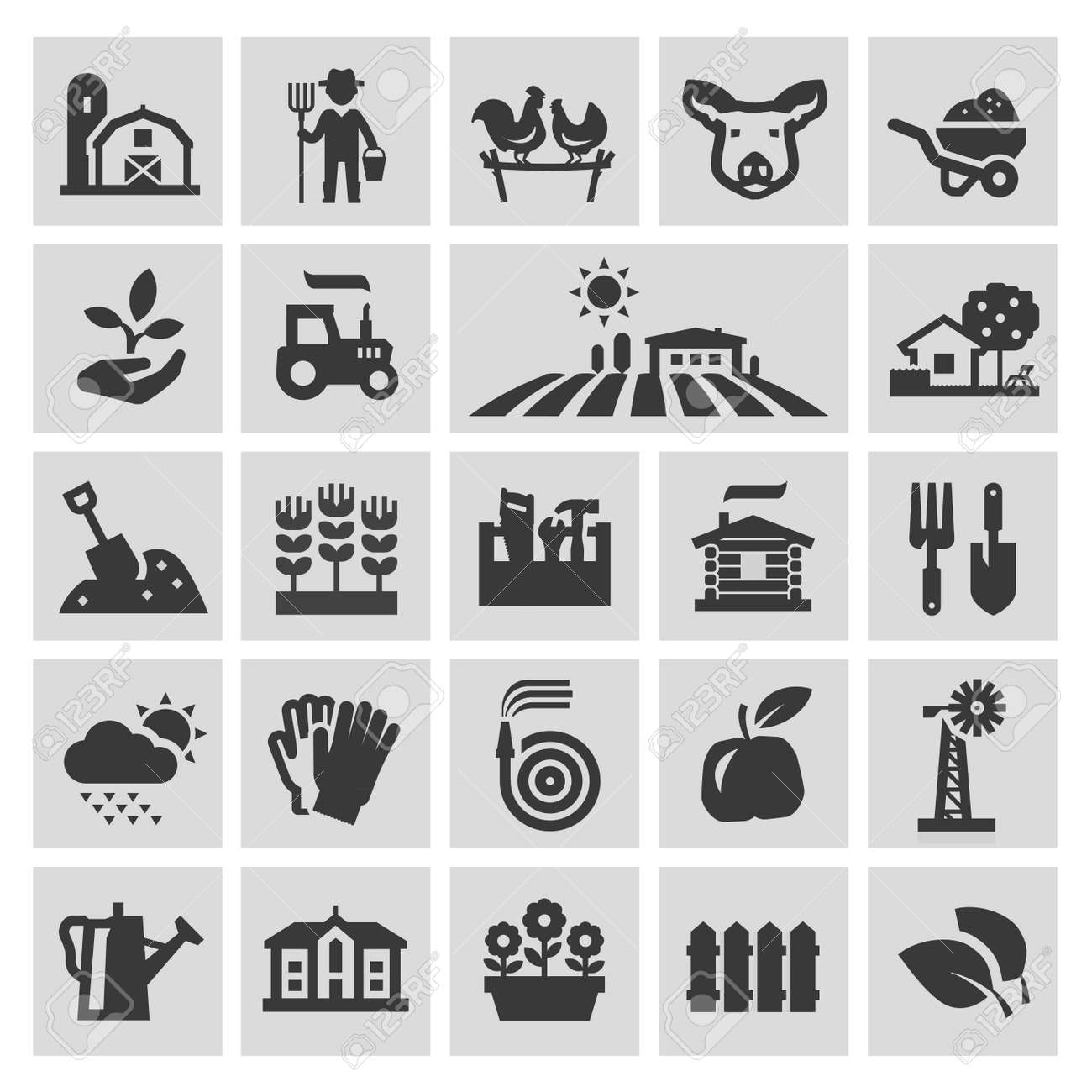 farm. set of black icons on gray background. vector illustration - 48601961 farm. set of black icons on gray background. vector illustration - 48601961
