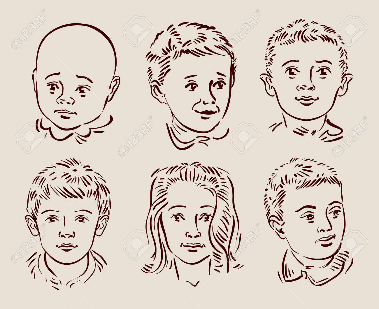 手描き子供の顔 のイラスト素材 ベクタ Image