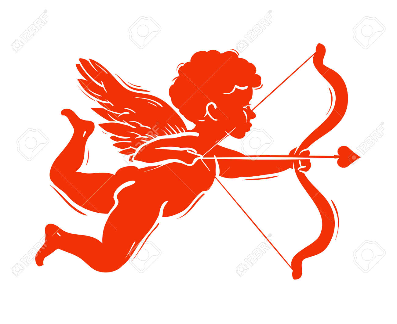 Voler Ange Avec Un Arc Et Une Fleche Sur Un Fond Blanc Clip Art Libres De Droits Vecteurs Et Illustration Image 51641843