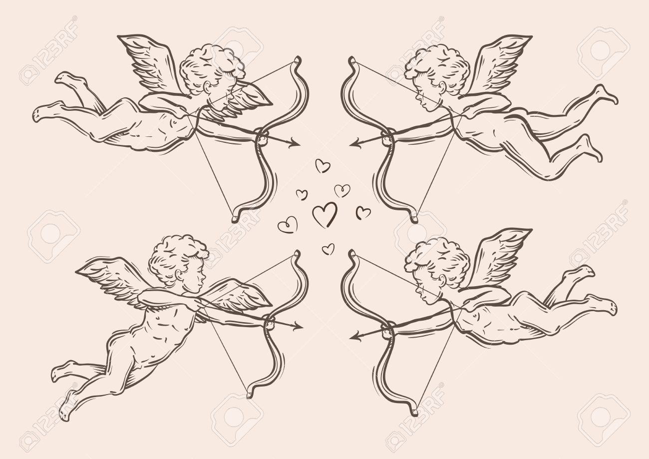 croquis dessines a la main de cupidon cherubin illustration vectorielle clip art libres de droits vecteurs et illustration image 51823290