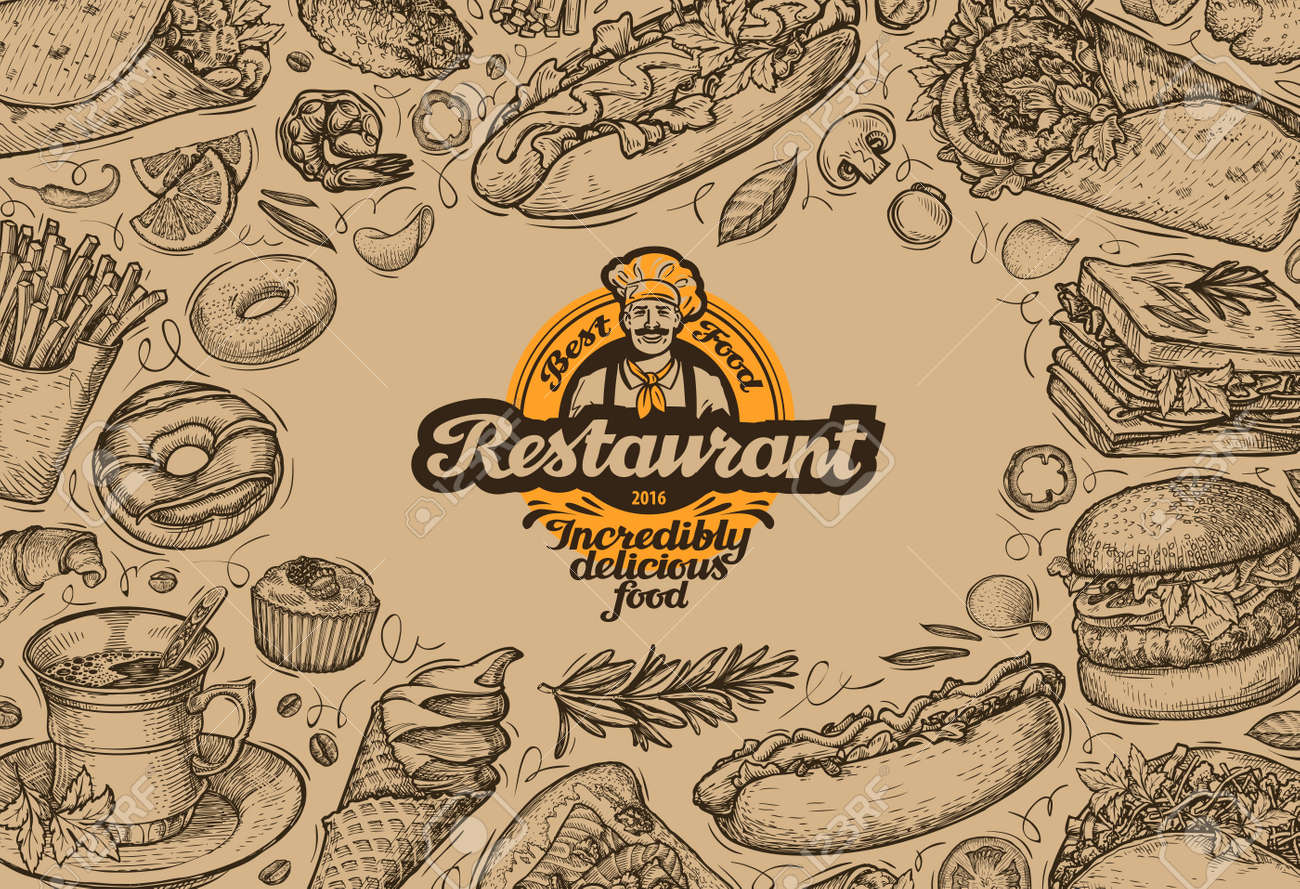 template design menu restaurant or diner hand drawn food royalty diner menu design