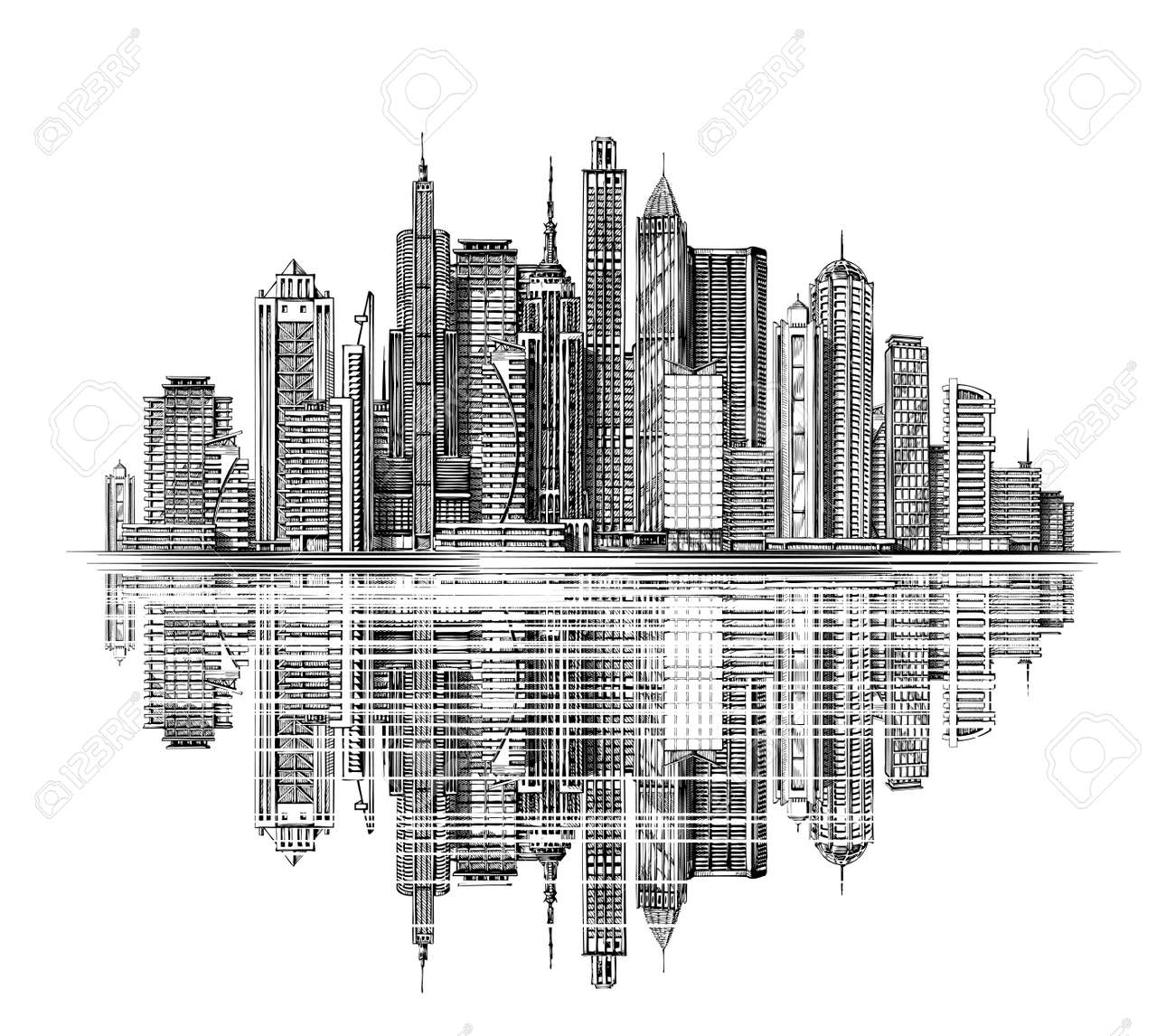 architektonische gebäude skizzen moderne stadt skyline silhouette architektur und gebäude hand gezeichnete skizze stadtlandschaft standardbild und architektonische gebäude skizzen moderne stadt skyline silhouette architektur und gebäude hand gezeichnete skizze stadtlandschaft standardbild und