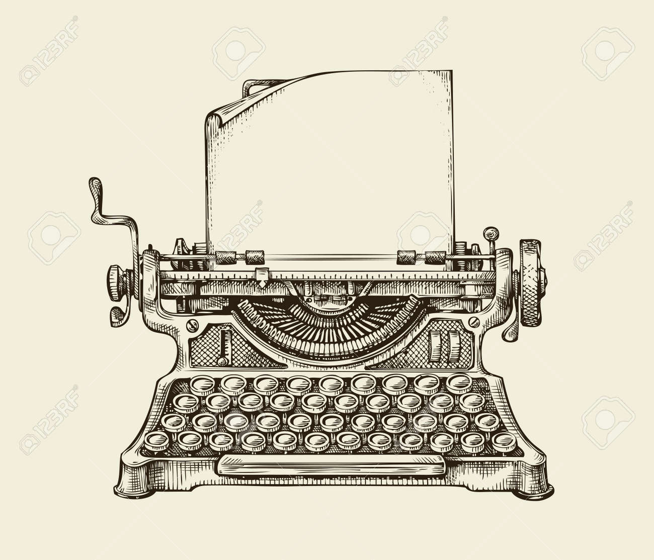 Hand-drawn vintage typewriter. Sketch publishing. Vector illustration - 61268296 Hand-drawn vintage typewriter. Sketch publishing. Vector illustration - 61268296