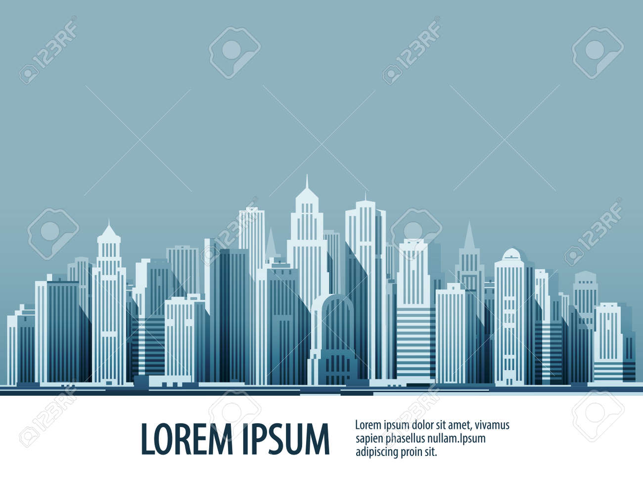 Big city. Architectural building in panoramic view. Vector illustration - 62204615 Big city. Architectural building in panoramic view. Vector illustration - 62204615