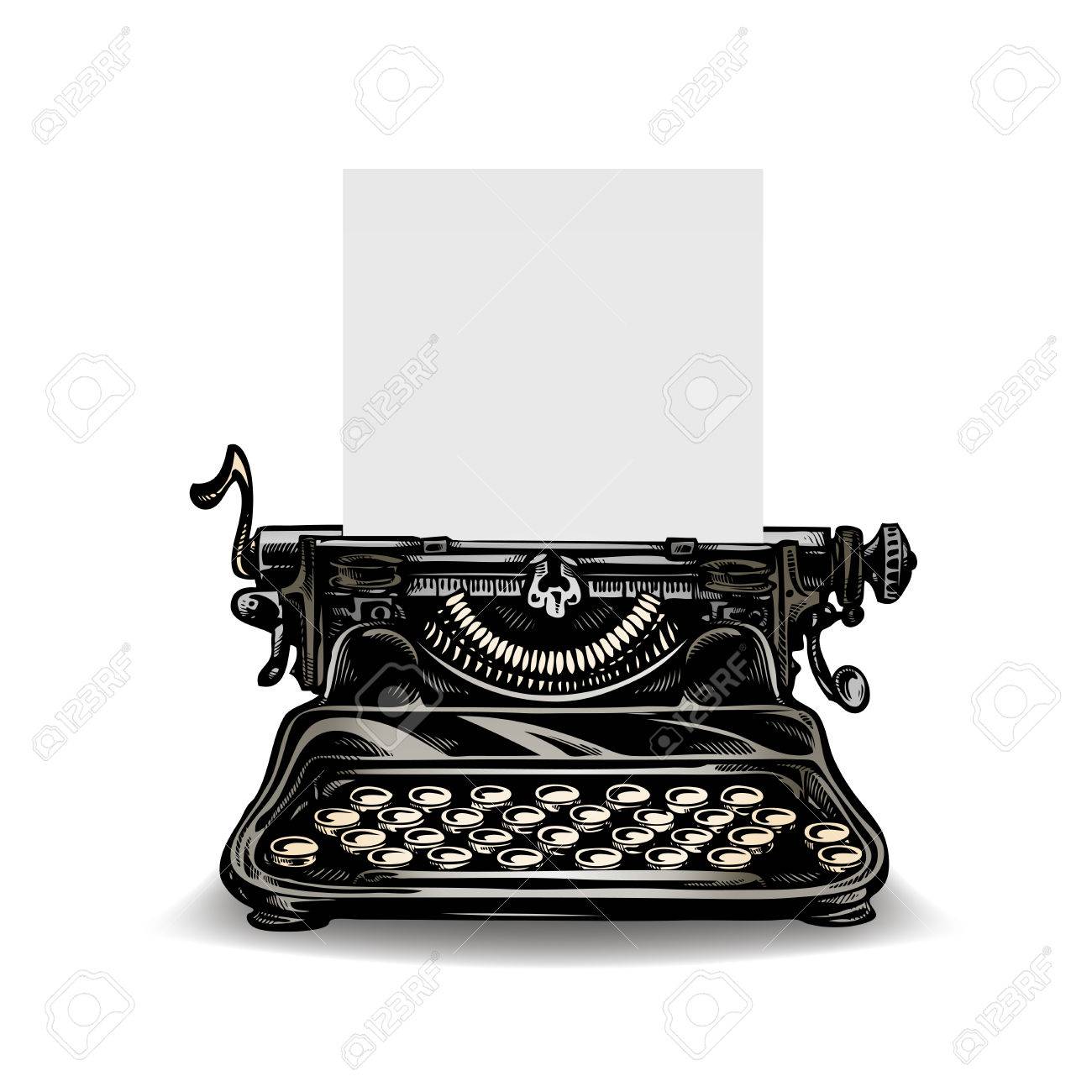 Vintage Typewriter Isolated On White Background Vector Royalty