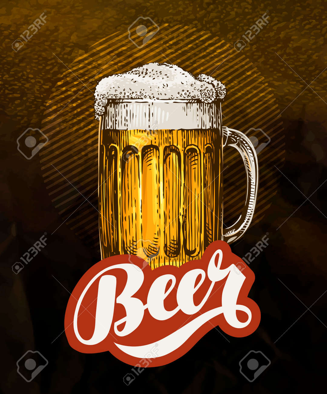 Fresh craft beer. Vintage poster for cold ale. Vector illustration - 68940473 Fresh craft beer. Vintage poster for cold ale. Vector illustration - 68940473
