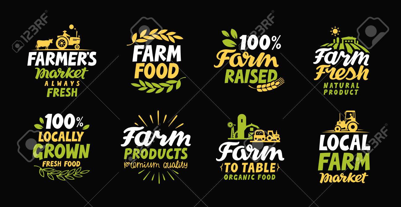 Farm fresh labels. Farmer icon. Farming logo. Organic, natural food collection symbol - 69915518 Farm fresh labels. Farmer icon. Farming logo. Organic, natural food collection symbol - 69915518