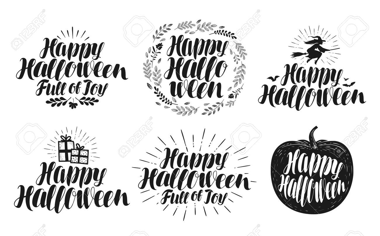 happy halloween label set holiday symbol or logo beautiful happy halloween label