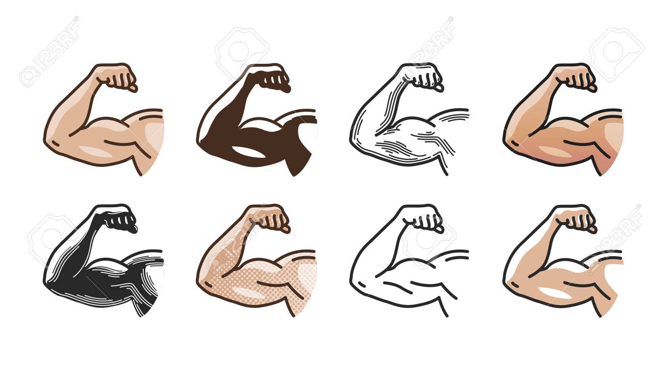 arm muscles strong hand icon or symbol gym sports fitness fitness health