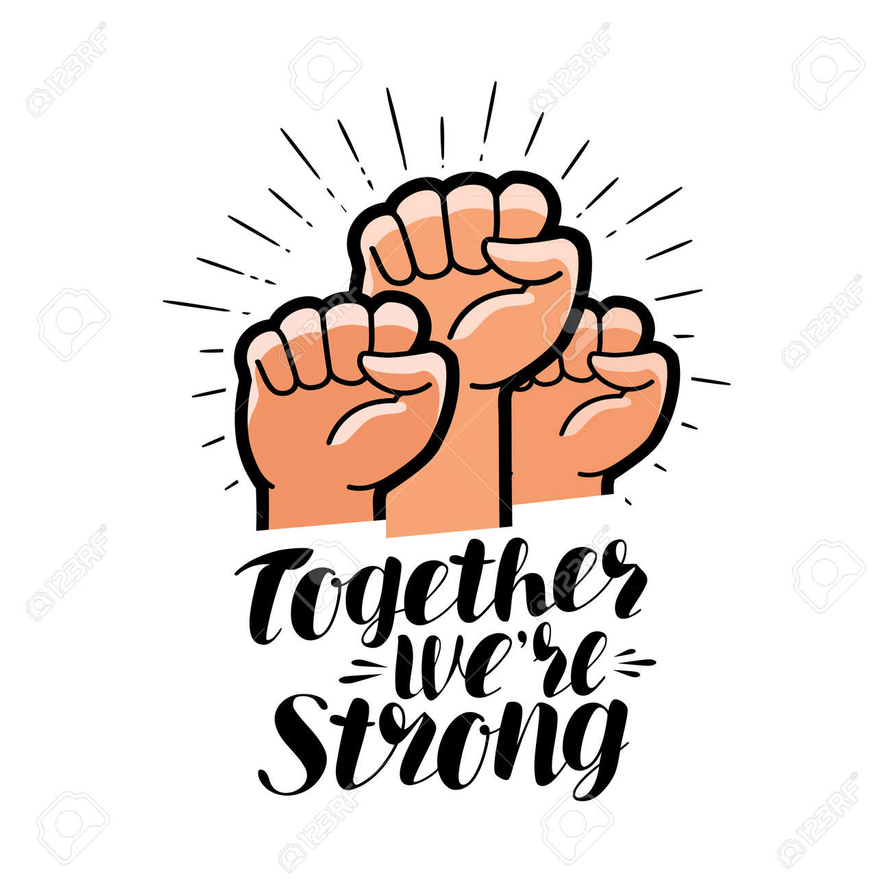 Together were strong, lettering. Raised fist, community symbol. Vector illustration - 86139716 Together were strong, lettering. Raised fist, community symbol. Vector illustration - 86139716