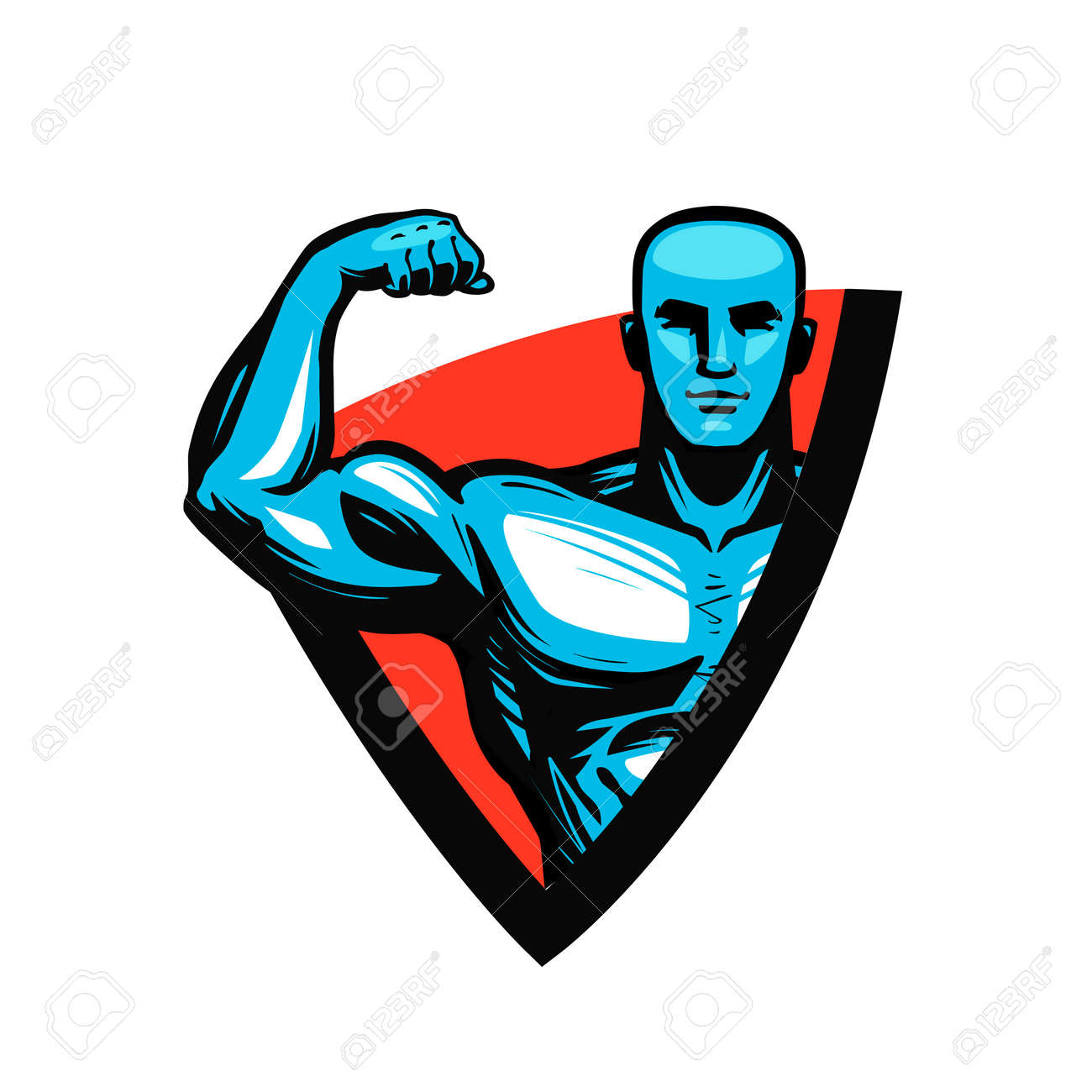 Gym, bodybuilding, fitness icon or label. Muscle male or bodybuilder. Vector illustration. - 98770749 Gym, bodybuilding, fitness icon or label. Muscle male or bodybuilder. Vector illustration. - 98770749