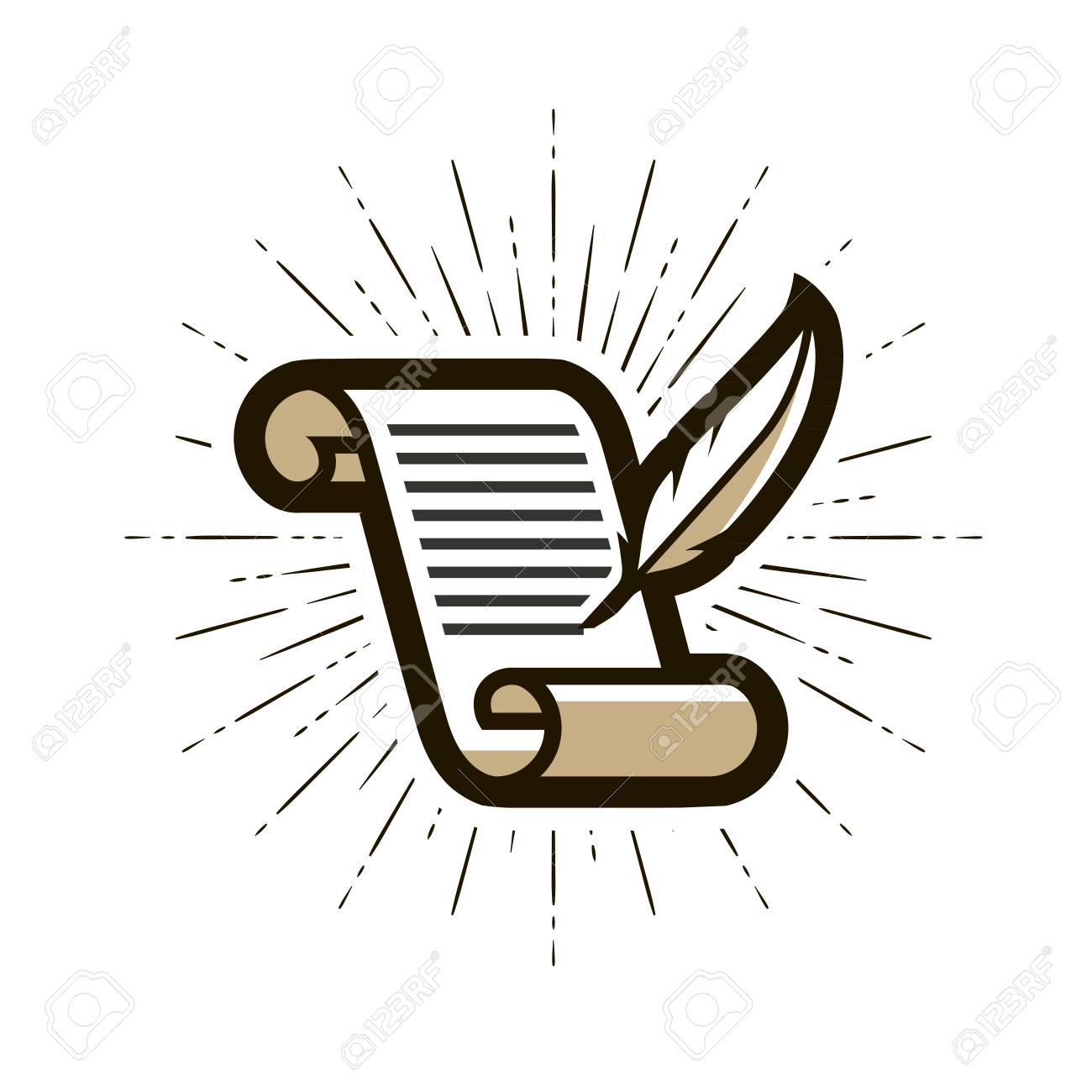 Document Contract Logo Or Label Literature Letter Quill Pen
