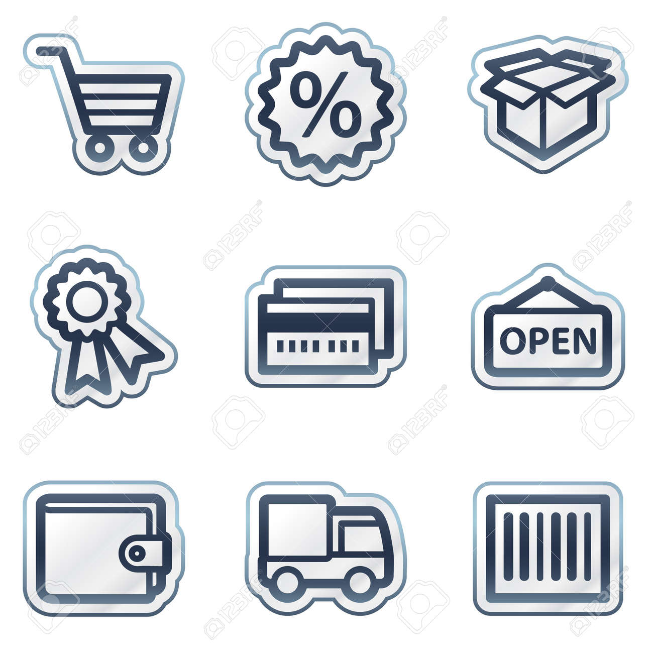 Shopping web icons set 2, deep blue contour sticker series - 6826835 Shopping web icons set 2, deep blue contour sticker series - 6826835