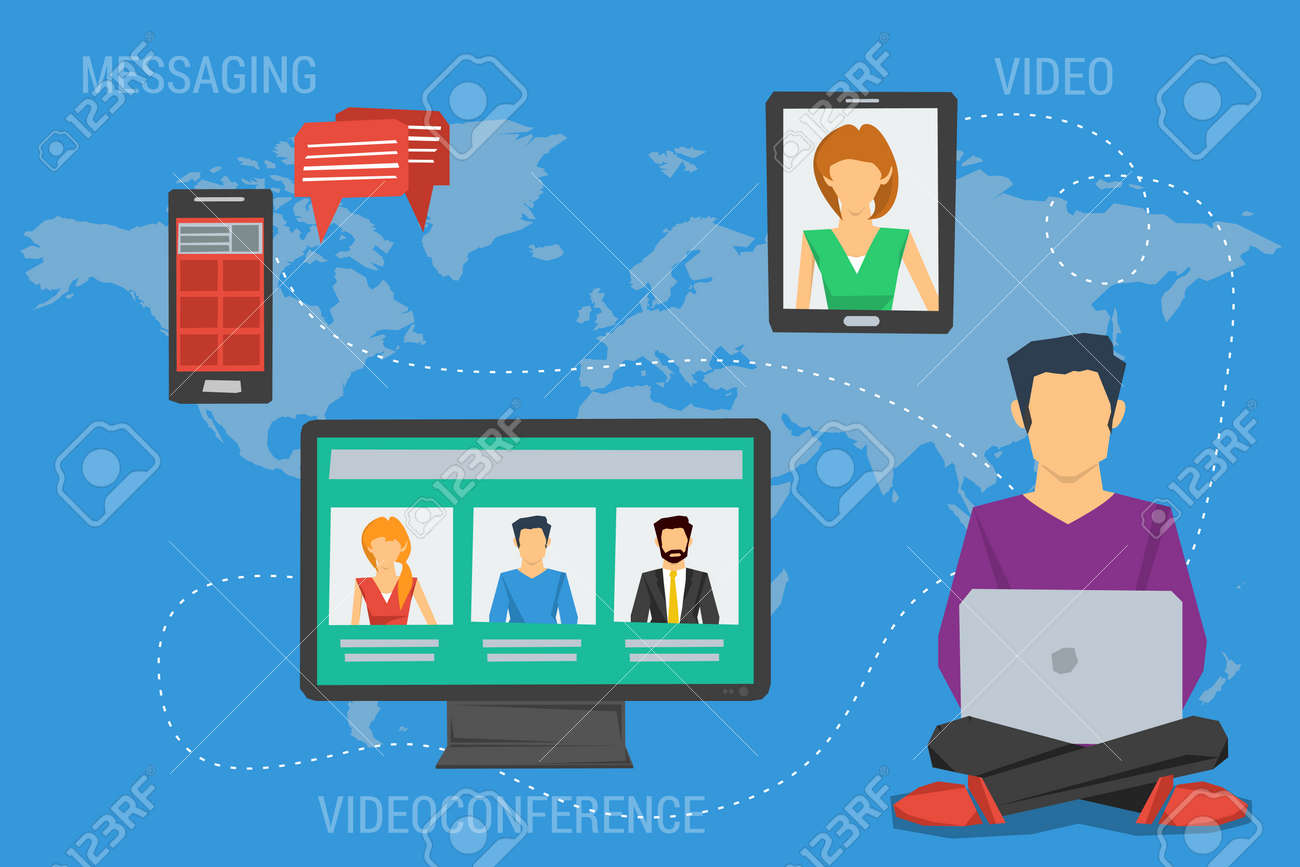 vector concept internet communication webinar online training online communication