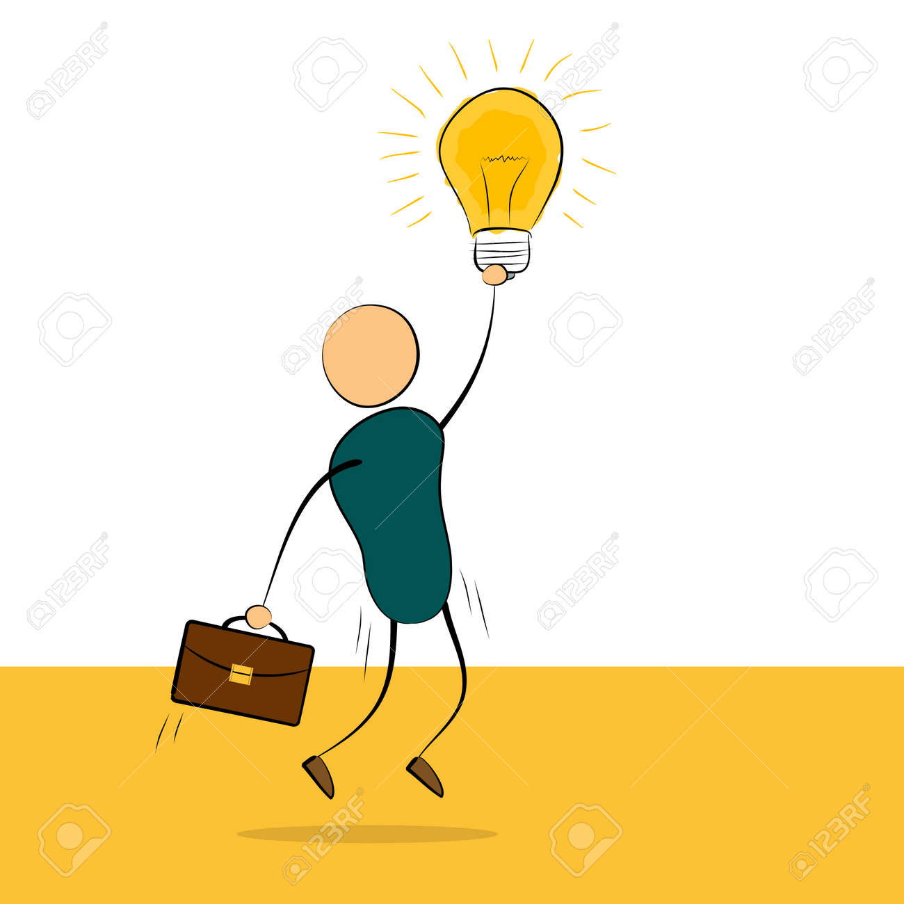 Vector Ilustración De Dibujos Animados Saltando Hombre De Negocios Con La Lámpara Idea En La Mano Y La Cartera. Concepto De Empleado Con éxito, Buena Idea, Propuesta De Valor Ilustraciones Svg, Vectoriales, Vector Ilustración De Dibujos Animados Saltando Hombre De Negocios Con La Lámpara Idea En La Mano Y La Cartera. Concepto De Empleado Con éxito, Buena Idea, Propuesta De Valor Ilustraciones Svg, Vectoriales,