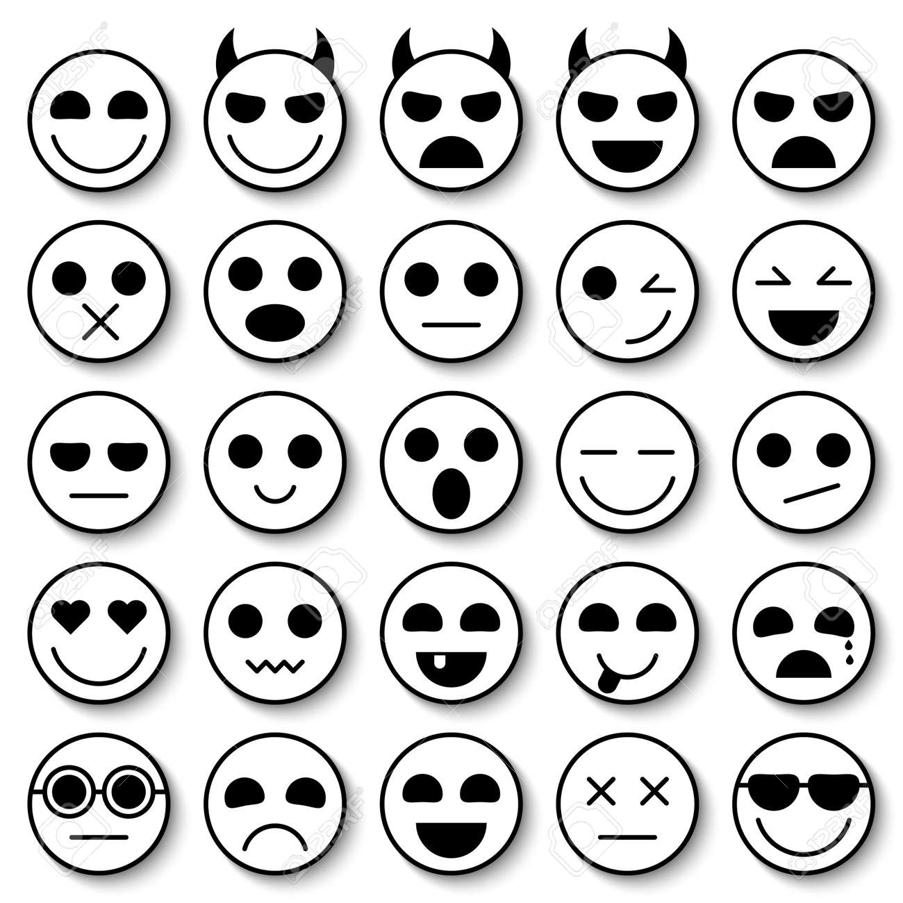 顔文字のセットです 絵文字アイコンのコレクション 変な顔を笑顔します ベクトル Eps10のイラスト素材 ベクタ Image